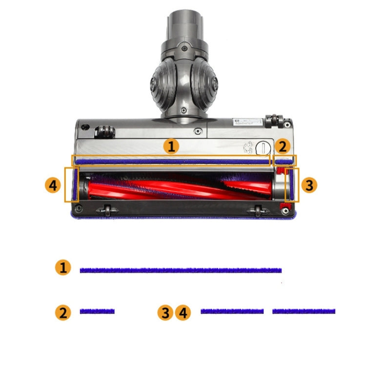 For Dyson V6 4pcs Soft Plush Strips Vacuum Cleaner Replacement Parts