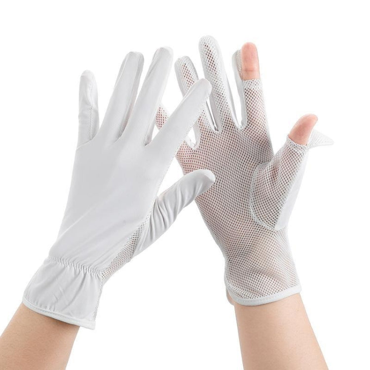 1pair Summer Sunscreen Breathable Thin Anti-ultraviolet Finger Fishing Ice Silk Gloves Free Size