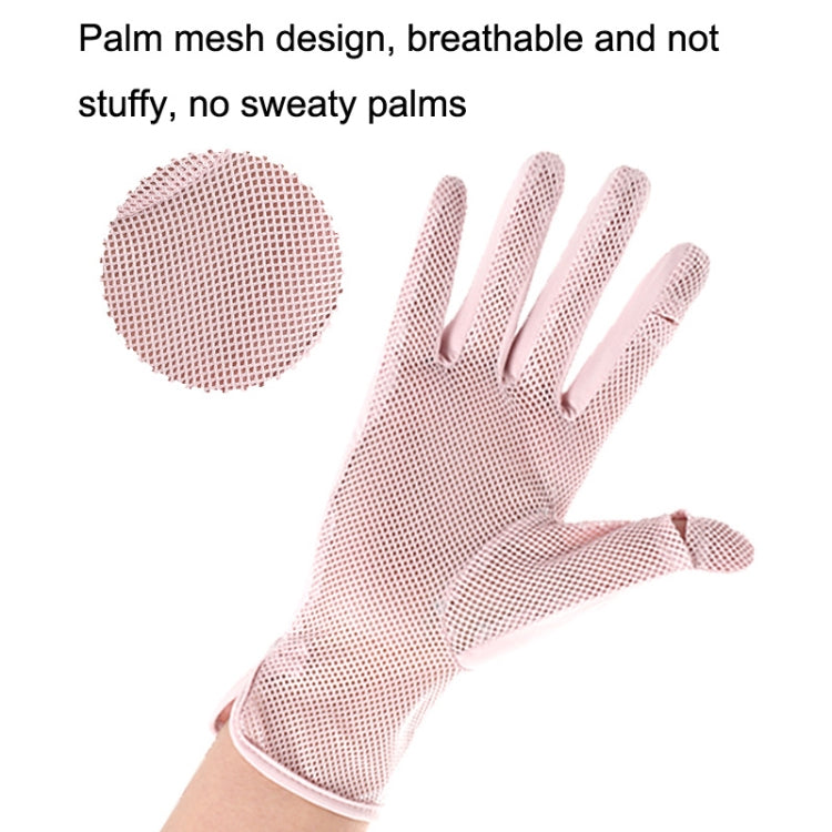 1pair Summer Sunscreen Breathable Thin Anti-ultraviolet Finger Fishing Ice Silk Gloves Free Size