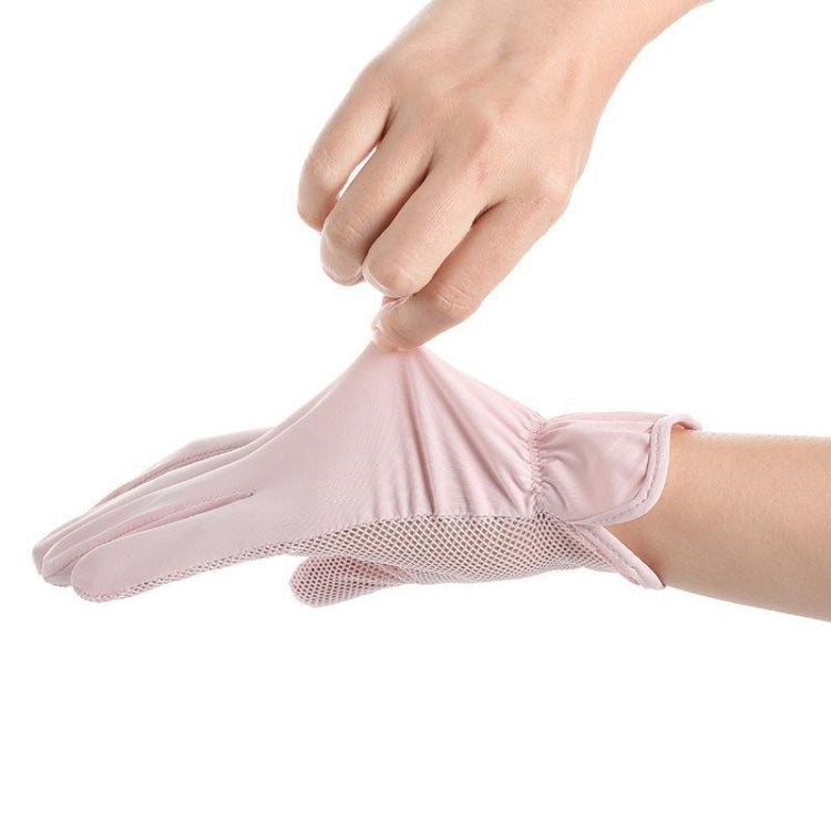 1pair Summer Sunscreen Breathable Thin Anti-ultraviolet Finger Fishing Ice Silk Gloves Free Size