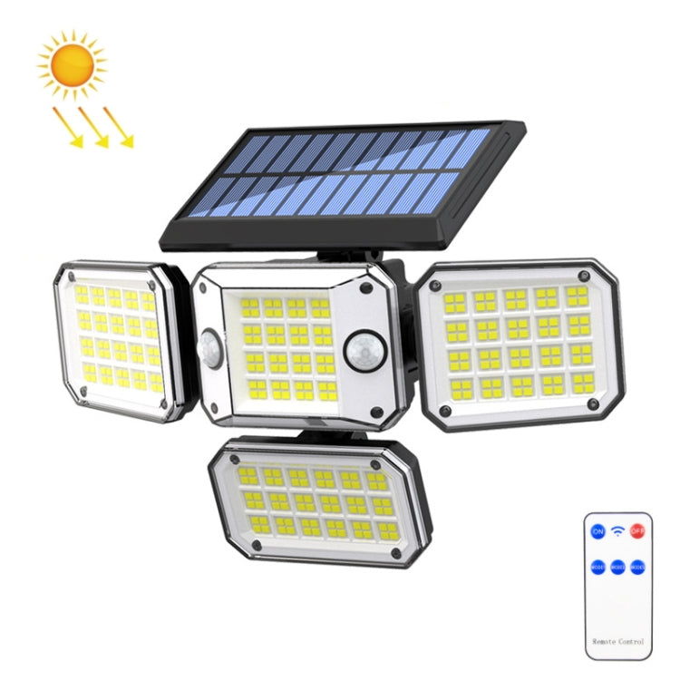 TG-TY10804 Solar 4 Head Double Sensor Light LED Rotating Wall Light With Remote Control(296 LED)