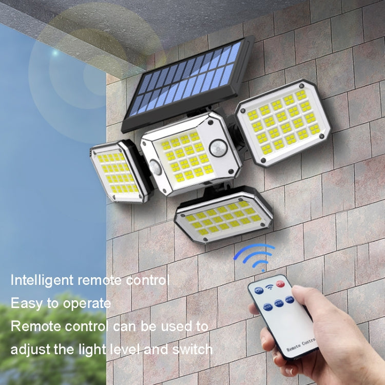 TG-TY10804 Solar 4 Head Double Sensor Light LED Rotating Wall Light With Remote Control(296 LED)