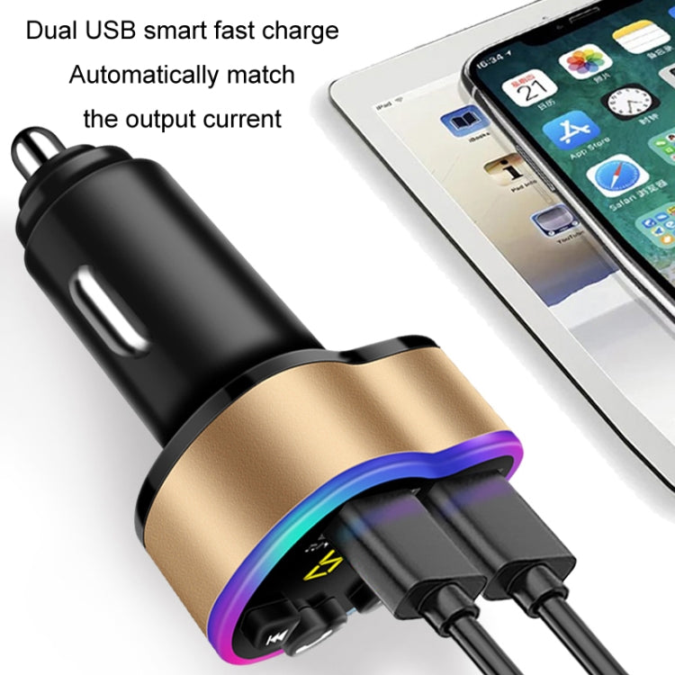 Car MP3 Bluetooth Player FM Transmitter Multifunctional Car Charger, Model: QC3.0 Blue