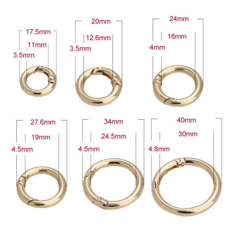 20pcs Zinc Alloy Spring Ring Metal Open Bag Webbing Keychain, Specification: 3 Points Light Gold