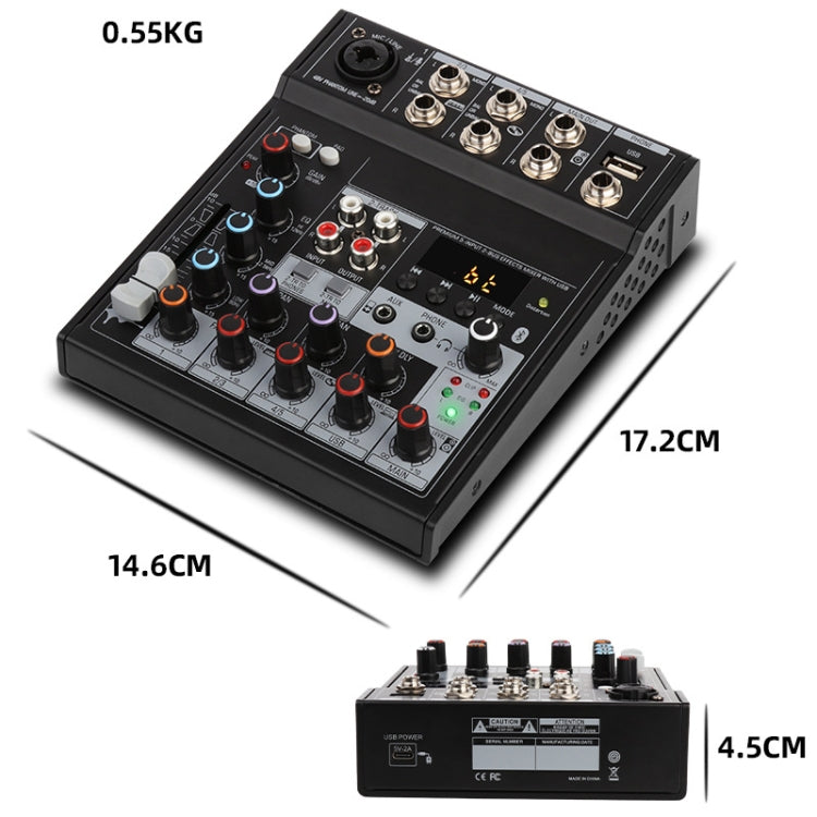 M6 With Sound Card 4 Channels Computer Home Band Recording Performance Stage USB  Bluetooth Mixer