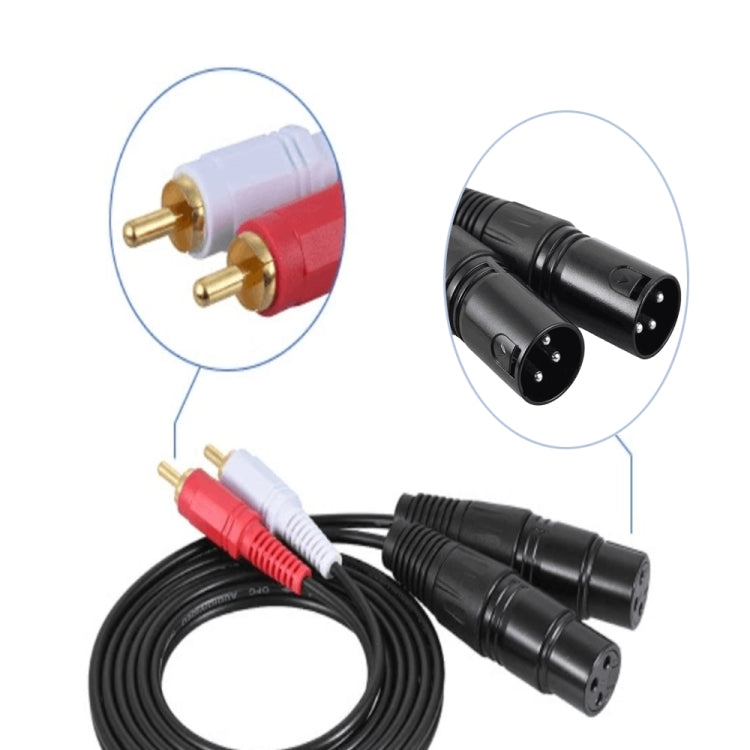 2RCA To 2XLR Speaker Canon Cable Audio Balance Cable, Size: 1m