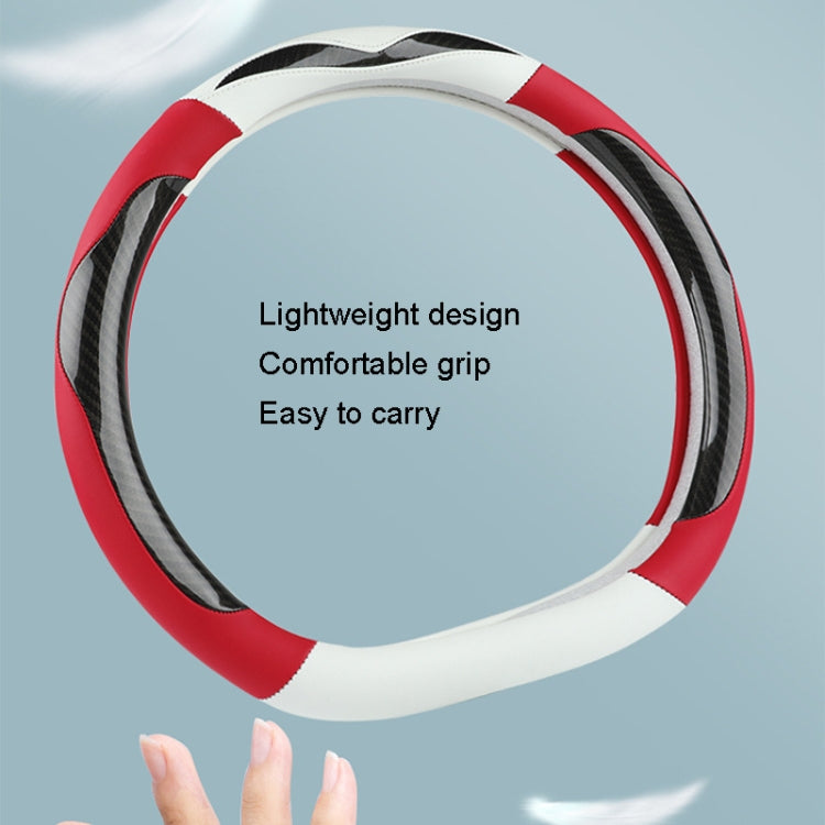 Carbon Fiber Leather Four Season Universal D Type Steering Wheel Cover, Size: 38cm