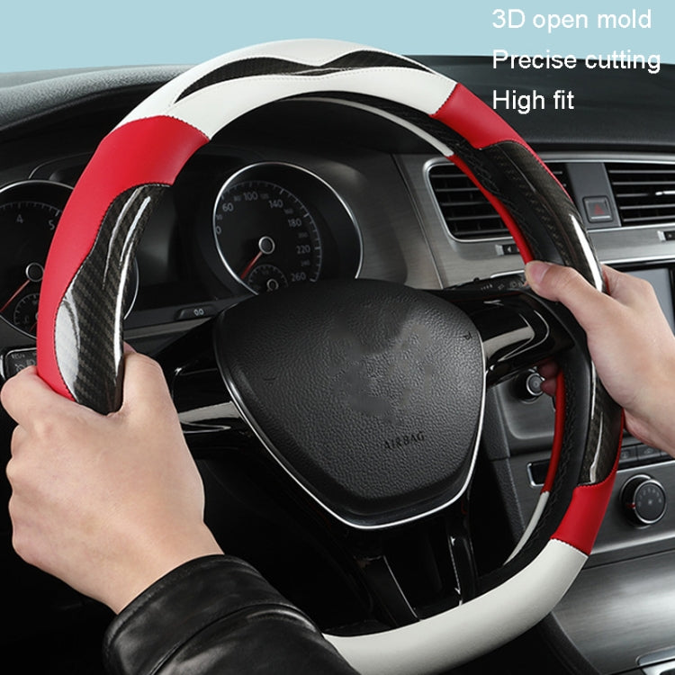 Carbon Fiber Leather Four Season Universal D Type Steering Wheel Cover, Size: 38cm
