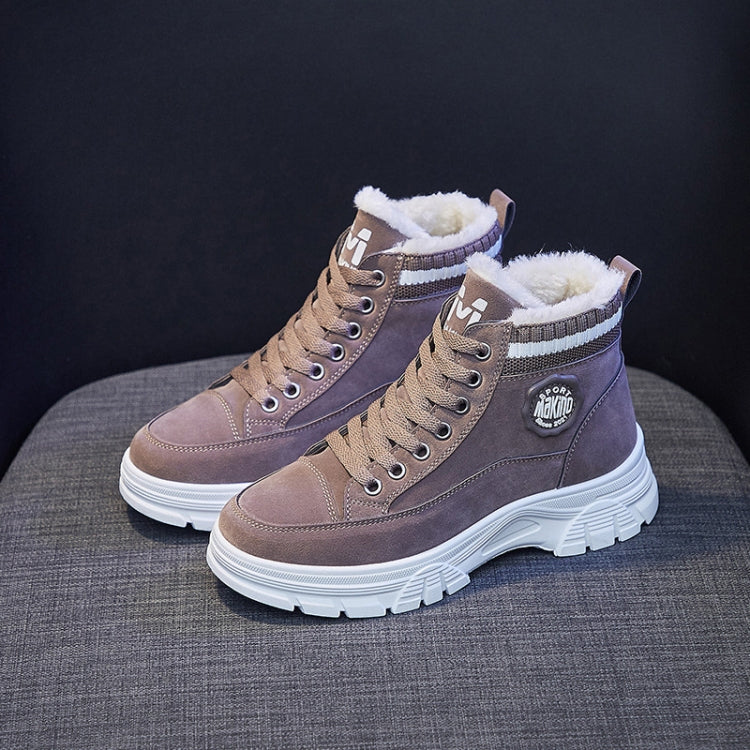 Women Winter Fleece Warm Short Martin Boots, Size: