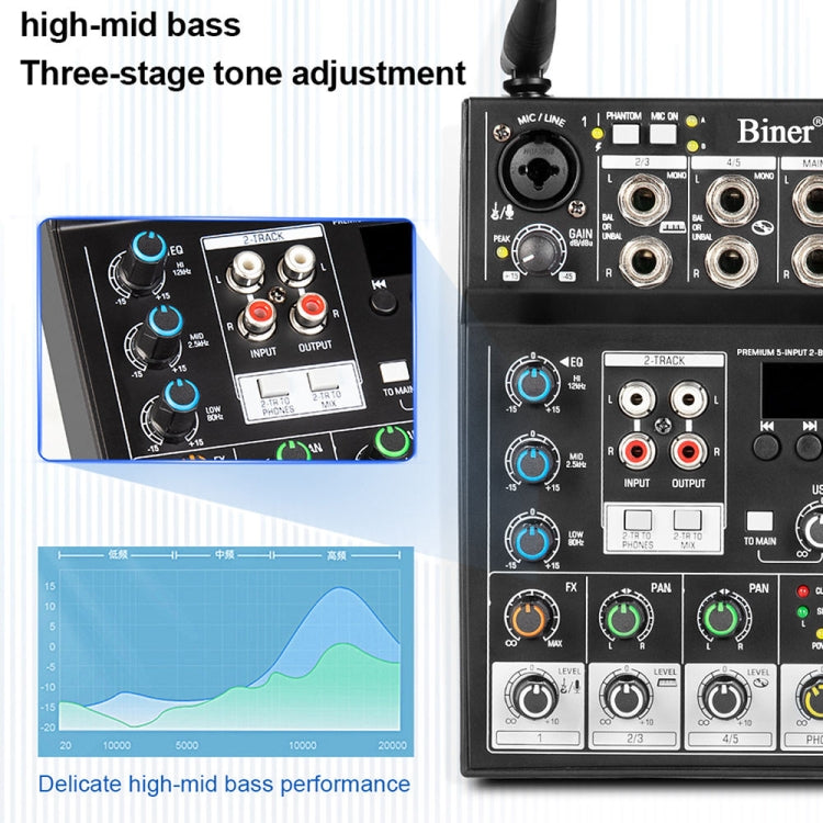 UF6-M 4 Way Mixer With Wireless Microphone Recording Small Live USB Bluetooth Reverberation Microphone(Black)