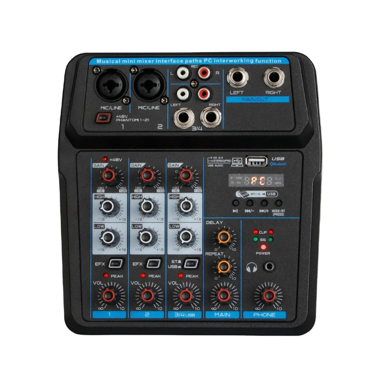 U4 Home Band Phone Recording Live USB 4 Channels With Sound Card Bluetooth Mixer(Black)