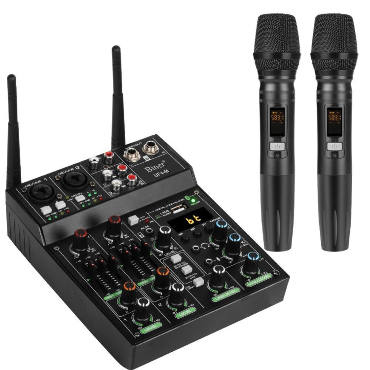 UF4-M 4 Way Mixer With Recording Small Live USB Bluetooth Wireless Reverberation Microphone(Black)