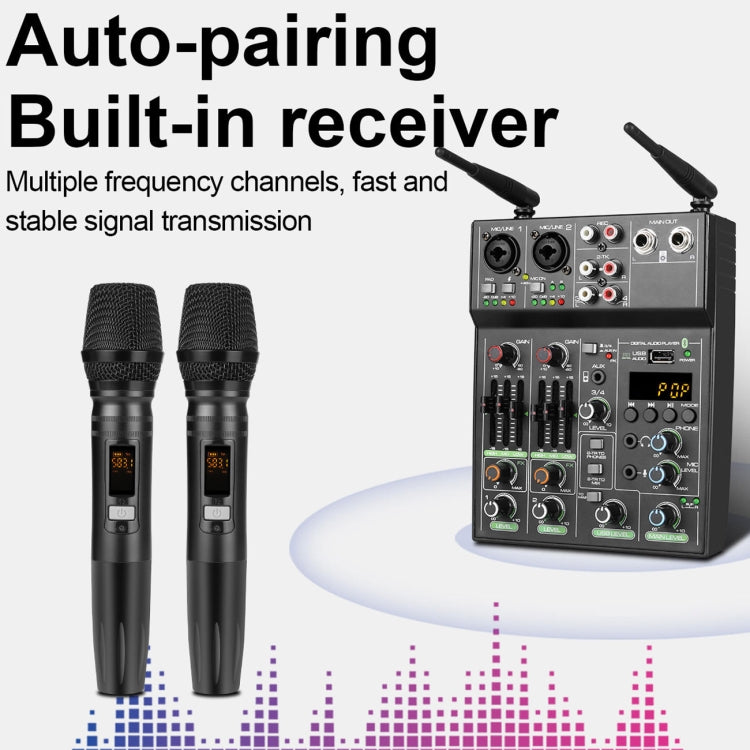 UF4-M 4 Way Mixer With Recording Small Live USB Bluetooth Wireless Reverberation Microphone(Black)