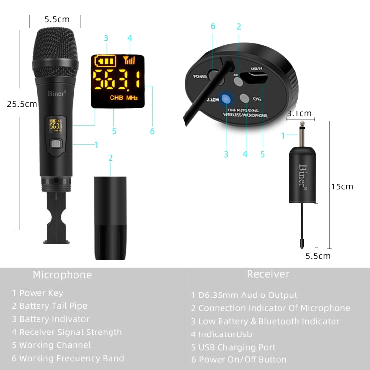 W1 Home Karaoke USB Computer UHF Wireless Microphone