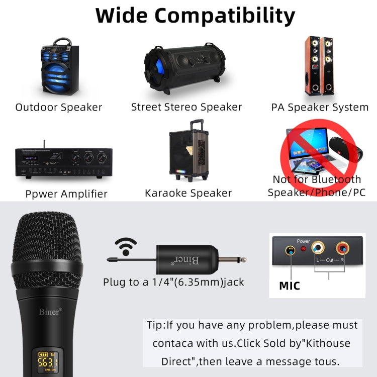 W1 Home Karaoke USB Computer UHF Wireless Microphone