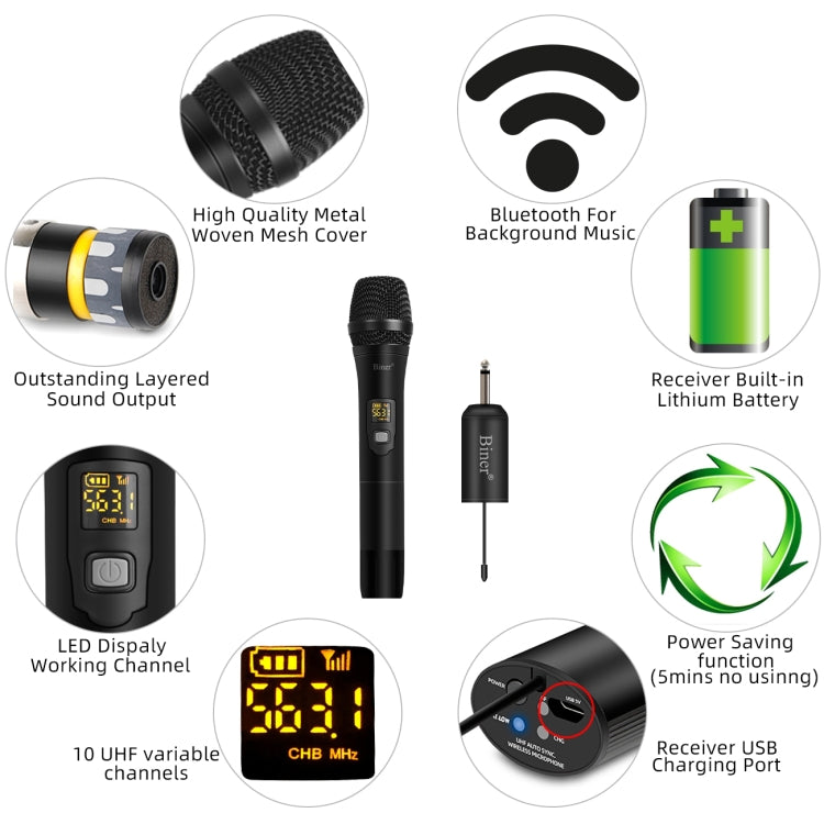W1 Home Karaoke USB Computer UHF Wireless Microphone