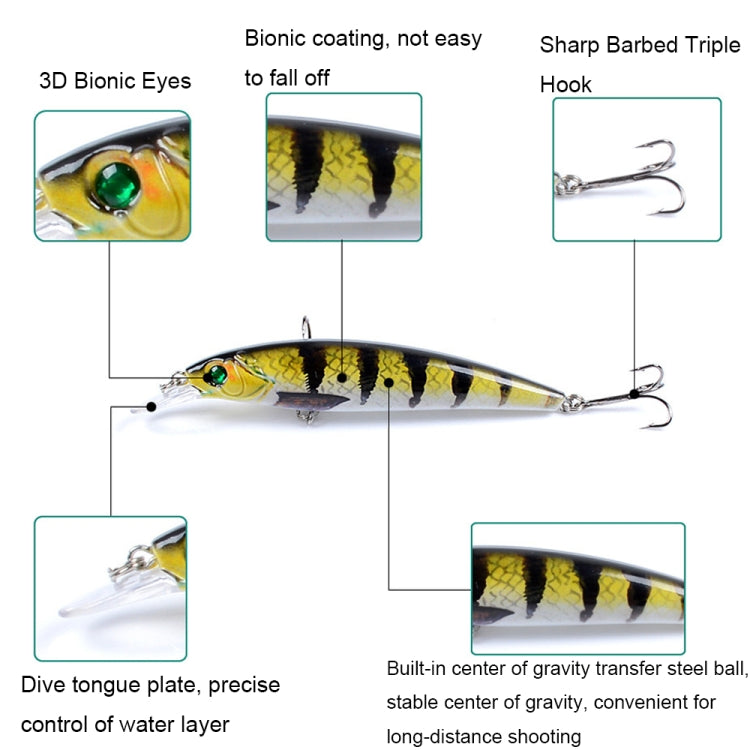 LB106 11cm/11.5g Lure Painted Bionic Fishing Bait Plastic Hard Bait, Color: 11
