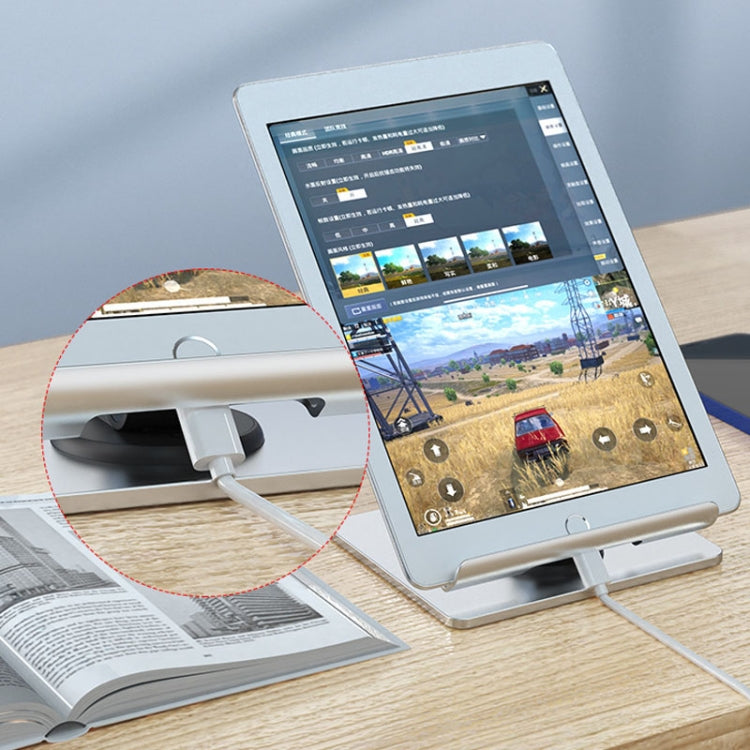 TM08  Aluminum Alloy Mobile Phone Tablet Bracket 360 Degree Rotating Base Desktop Lazy Bracket(Silver)