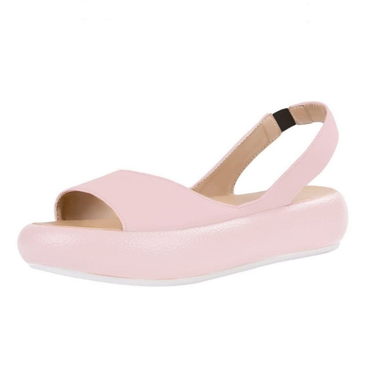 Women Fish Mouth Microfiber Elastic Band Wear-resistant Low-heel Sandals, Size:
