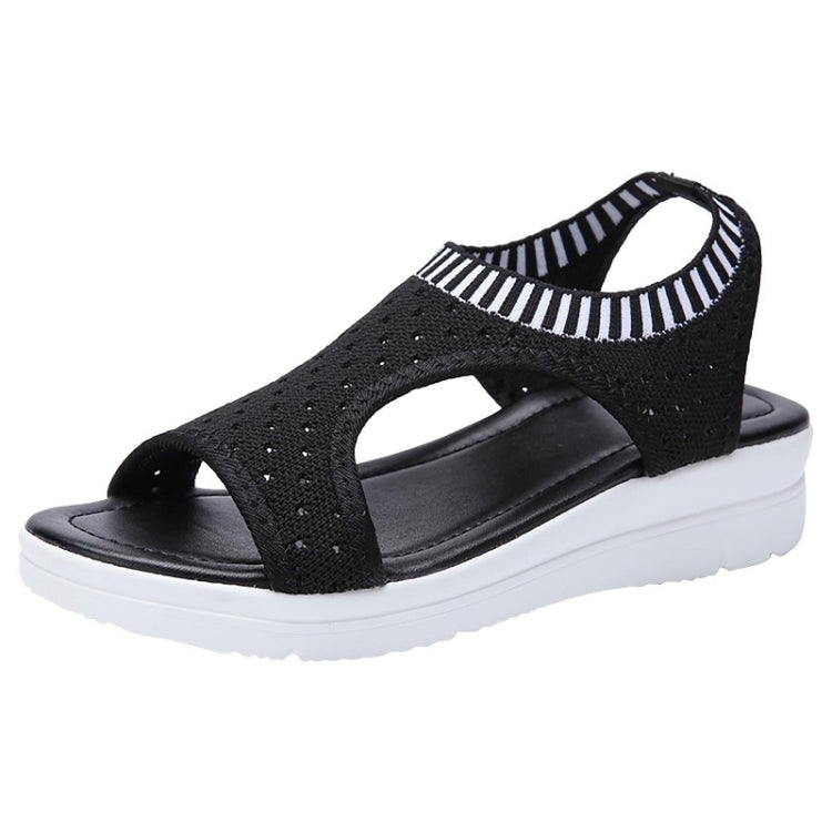Women Breathable Platform Sandals Flying Woven Wedge Beach Sandals, Size: