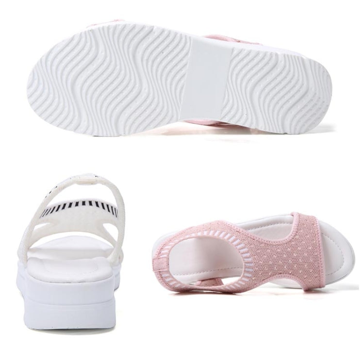 Women Breathable Platform Sandals Flying Woven Wedge Beach Sandals, Size: