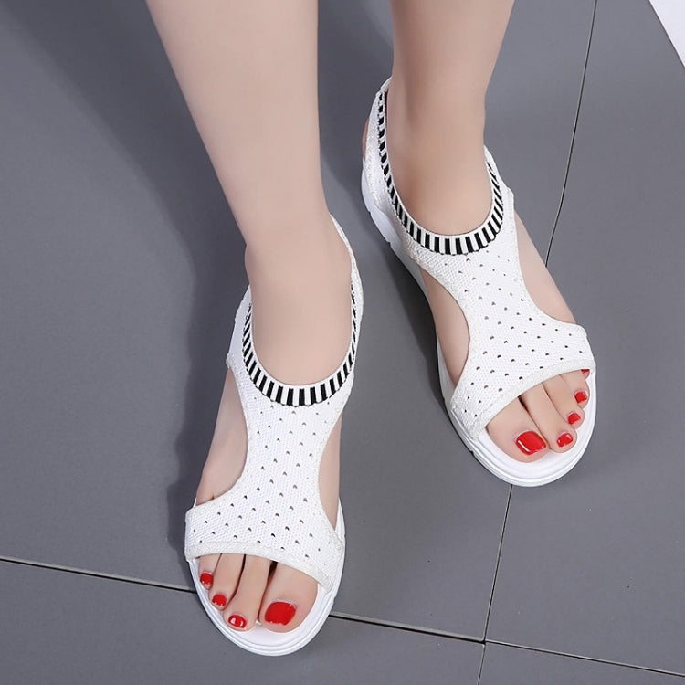 Women Breathable Platform Sandals Flying Woven Wedge Beach Sandals, Size: