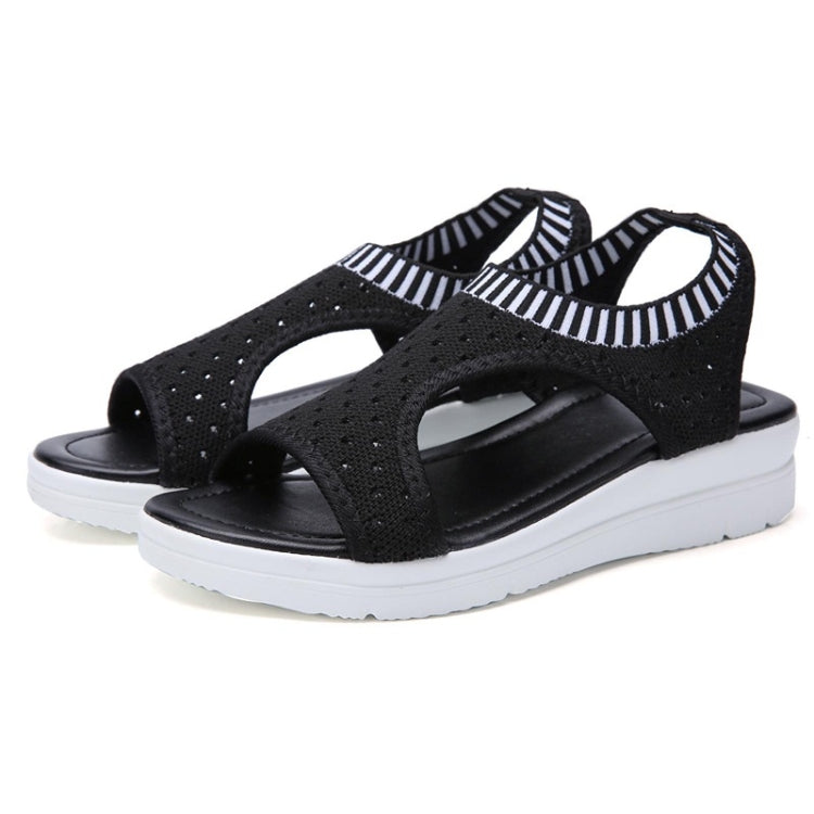 Women Breathable Platform Sandals Flying Woven Wedge Beach Sandals, Size: