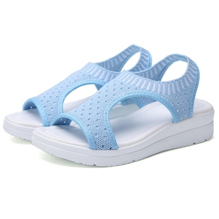 Women Breathable Platform Sandals Flying Woven Wedge Beach Sandals, Size: