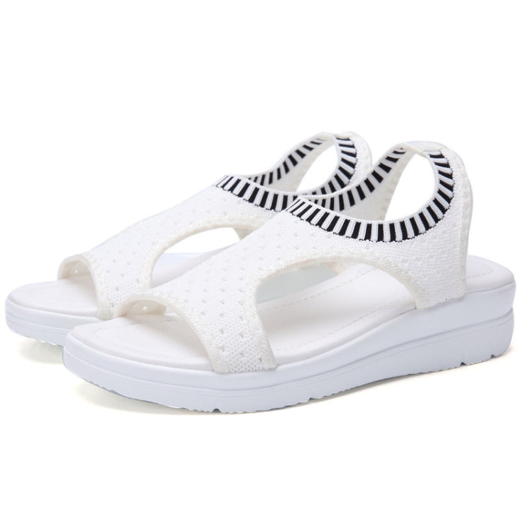 Women Breathable Platform Sandals Flying Woven Wedge Beach Sandals, Size: