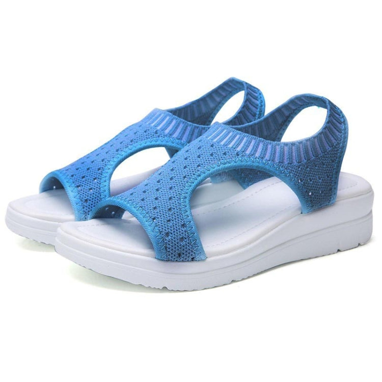 Women Breathable Platform Sandals Flying Woven Wedge Beach Sandals, Size: