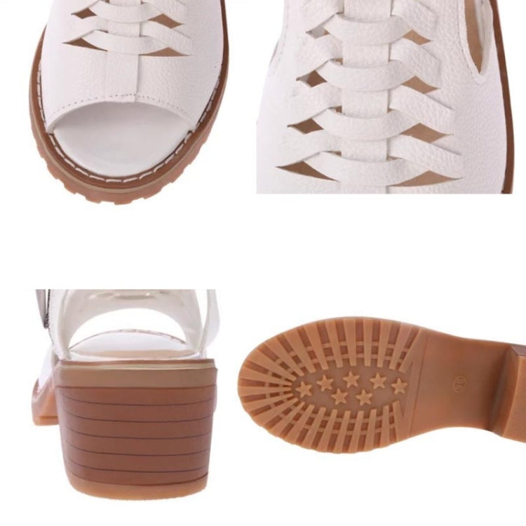 Women Summer Fish Mouth Flat Waterproof Tendon Sandals, Size: