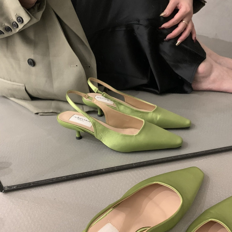 Satin Pointed Toe Stiletto Pumps Mary Jane Shoes, Size: 3