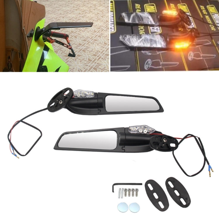 Fixed Wind Wing Rearview Mirror Spoiler with Light Motorcycle Modification