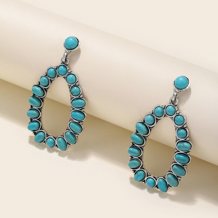 3 pairs Water Drop Cutout Pendant With Turquoise Vintage Earrings(EA1021)