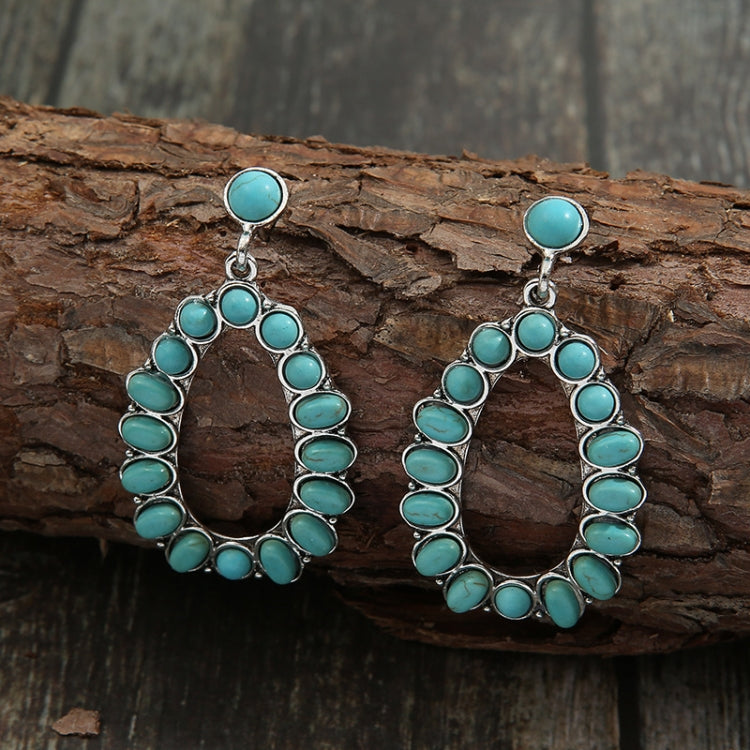 3 pairs Water Drop Cutout Pendant With Turquoise Vintage Earrings(EA1021)