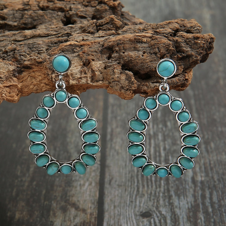 3 pairs Water Drop Cutout Pendant With Turquoise Vintage Earrings(EA1021)