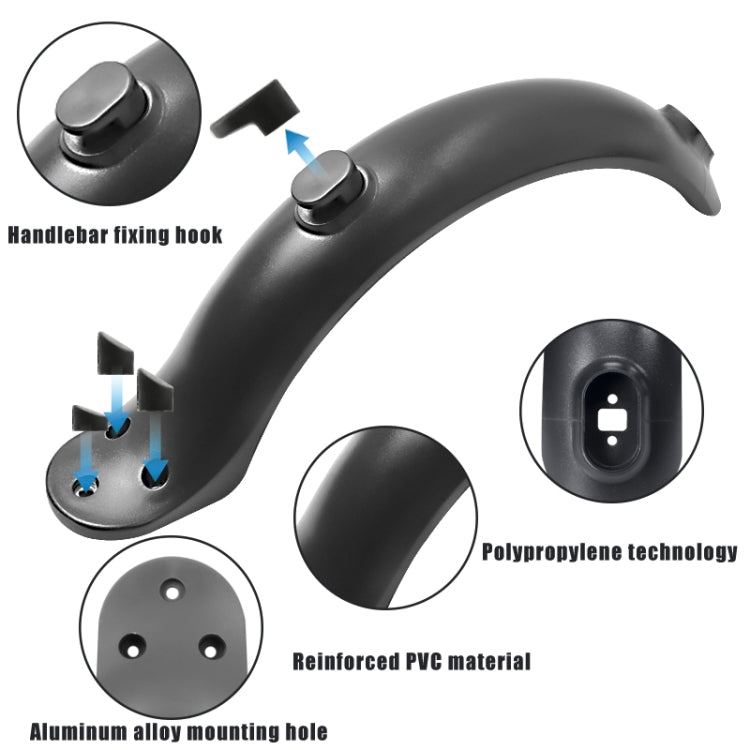 For Xiaomi M365 Electric Scooter Accessories, Fender+Bracket+Taillight, Color: Black Without Wrench