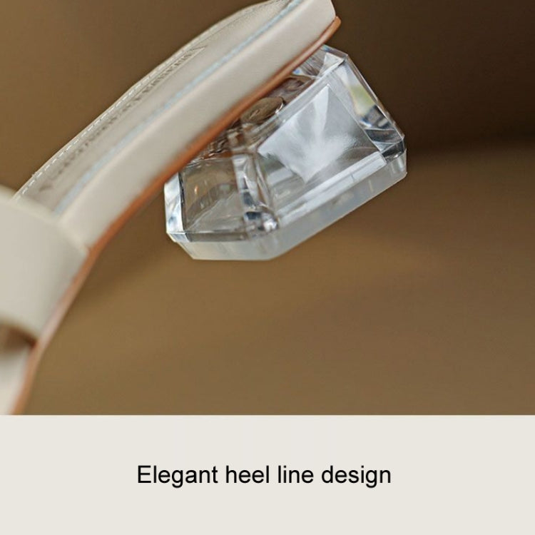 Outerwear Retro Soft Leather Chunky Heel Square Toe Open-toed Sandals, Size: