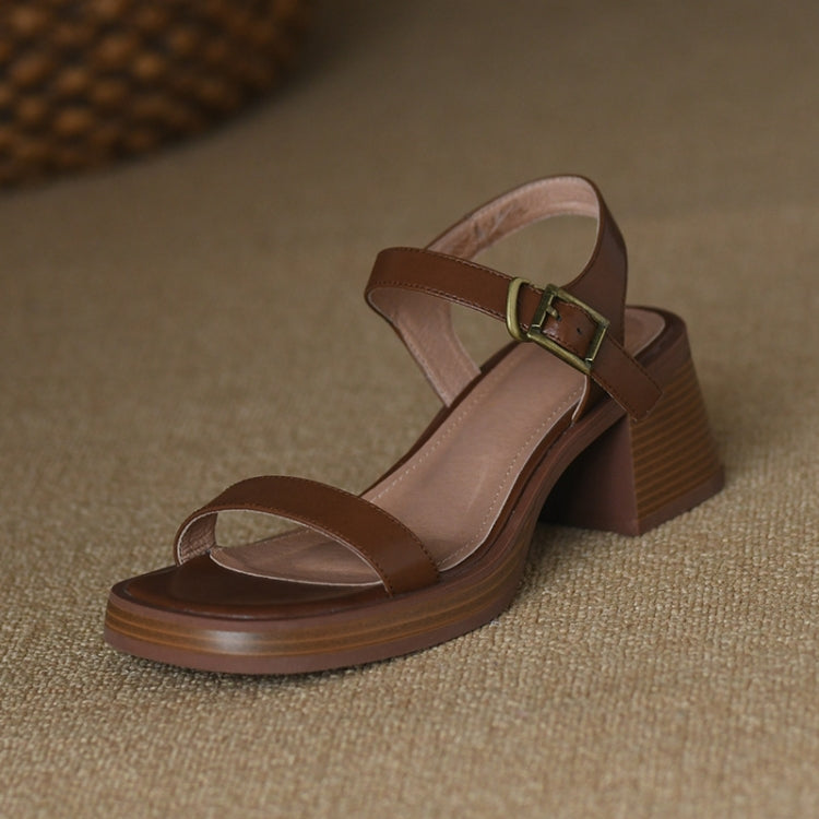 Summer Platform Mid Heel Open Toe Sandals, Size: 3
