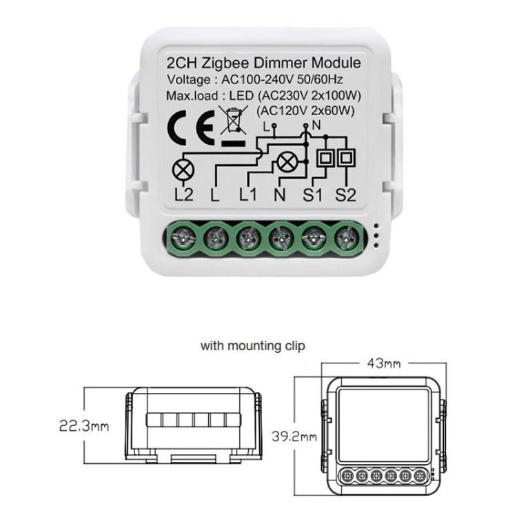 Tuya ZigBee 2 Ways Dimming Switch APP Phone Voice Control Modification Module Zero Firewire Edition
