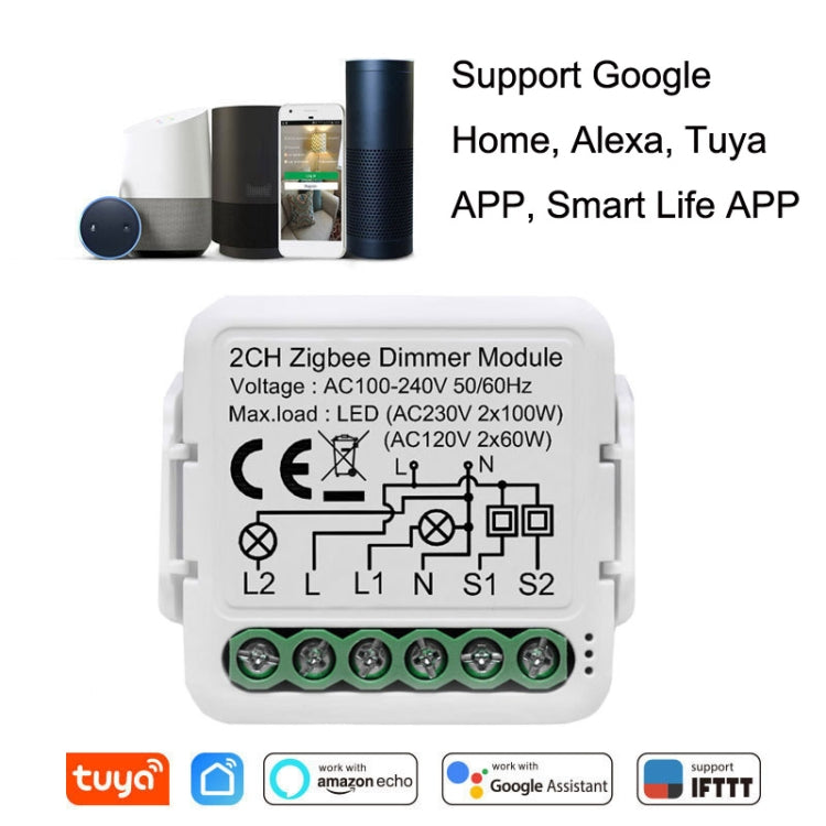 Tuya ZigBee 2 Ways Dimming Switch APP Phone Voice Control Modification Module Zero Firewire Edition