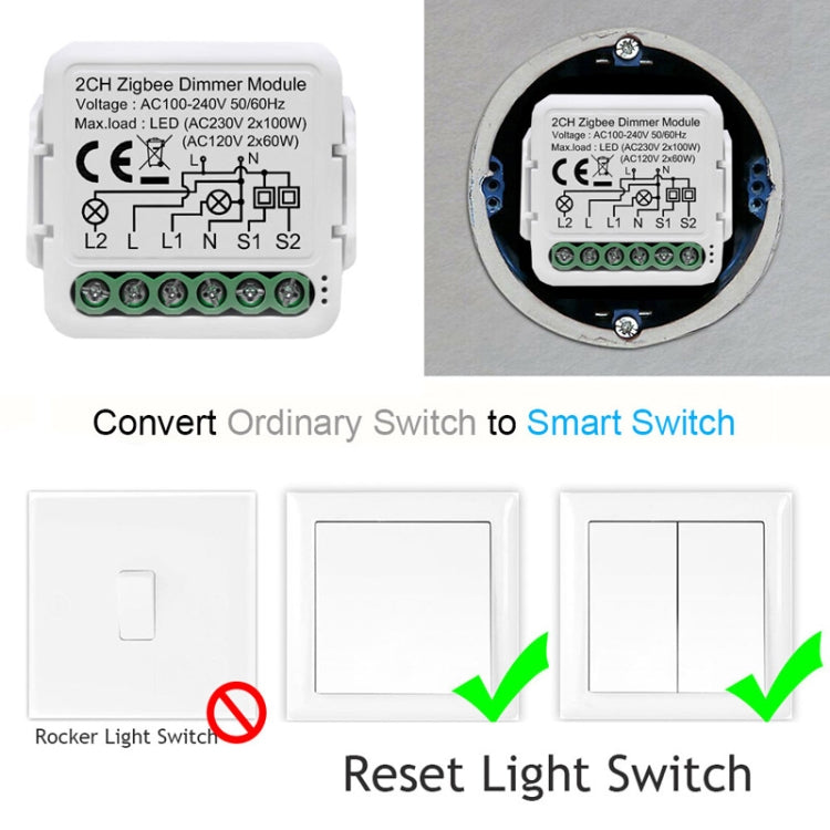 Tuya ZigBee 2 Ways Dimming Switch APP Phone Voice Control Modification Module Zero Firewire Edition