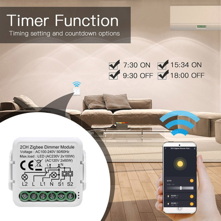 Tuya ZigBee 2 Ways Dimming Switch APP Phone Voice Control Modification Module Zero Firewire Edition