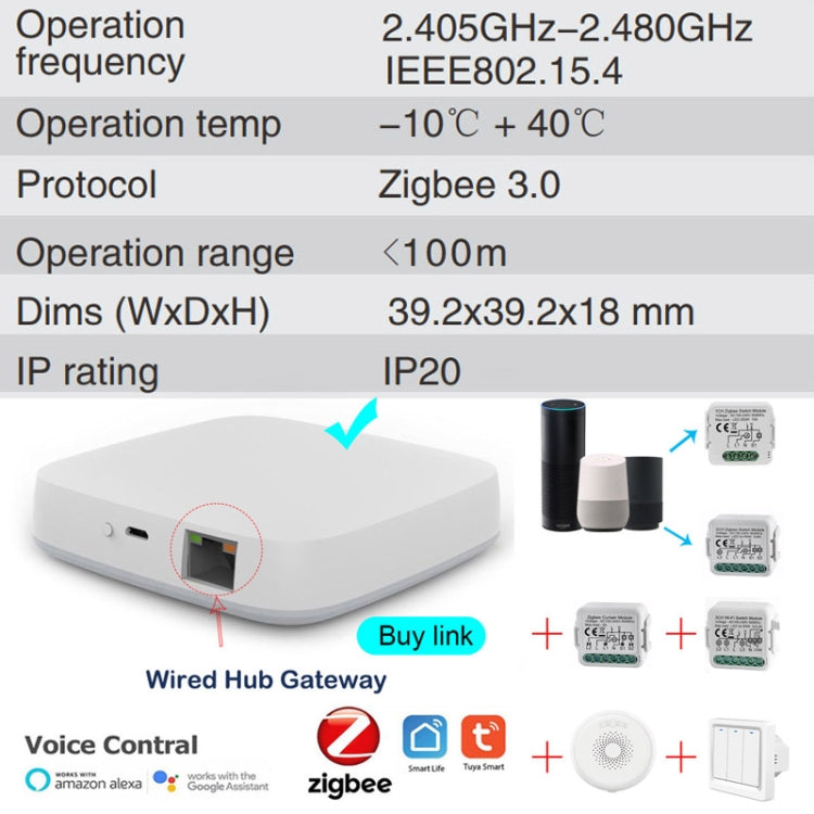 Tuya ZigBee 2 Ways Dimming Switch APP Phone Voice Control Modification Module Zero Firewire Edition
