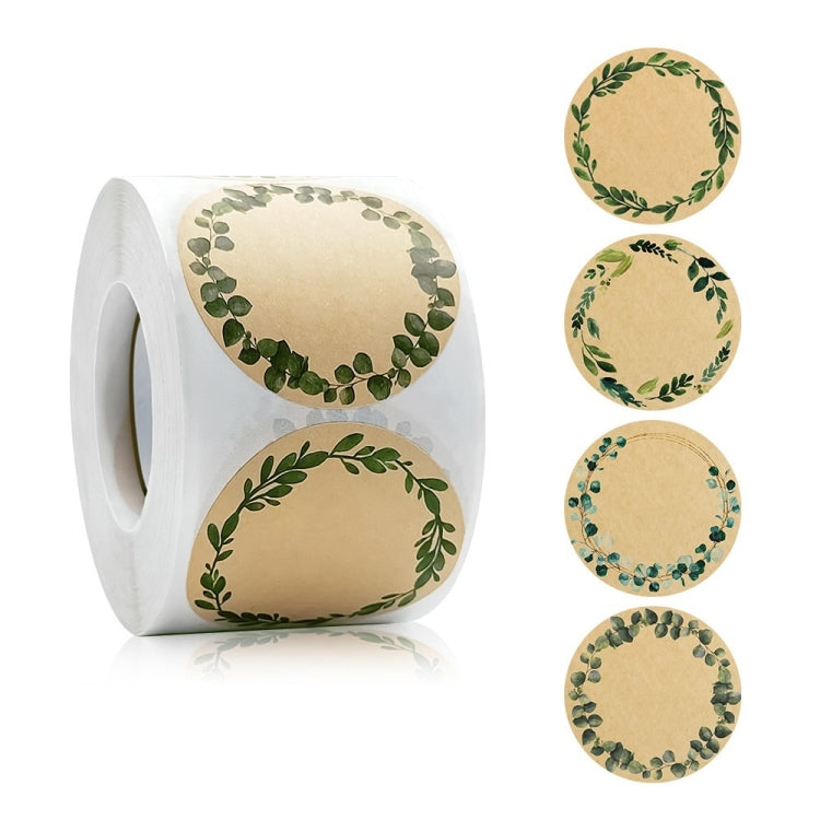 5 rolls Kraft Paper Flower Plant Sticker Gift Packaging Decoration Sticker, Size: 5.0cm