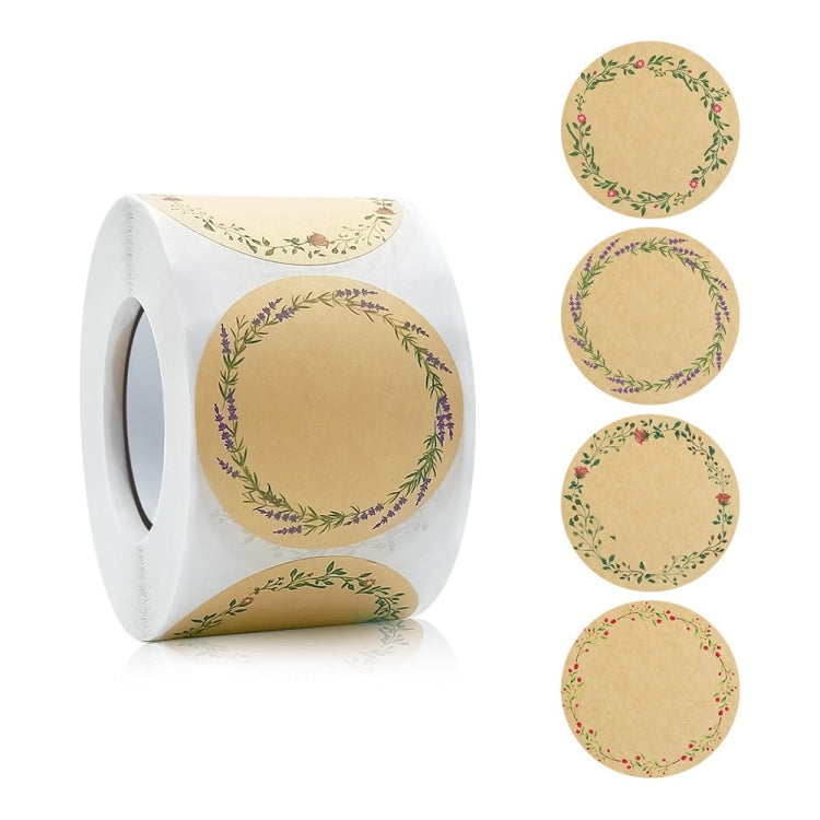 5 rolls Kraft Paper Flower Plant Sticker Gift Packaging Decoration Sticker, Size: 5.0cm