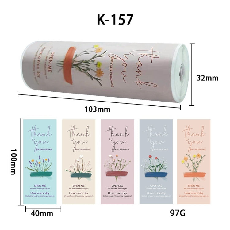 5 rolls Floral Thank You Label Sticker Handicraft Decoration Small Gift Sticker