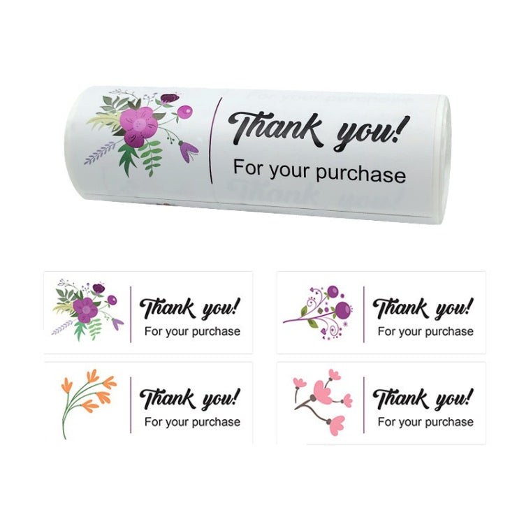 5 rolls Floral Thank You Label Sticker Handicraft Decoration Small Gift Sticker