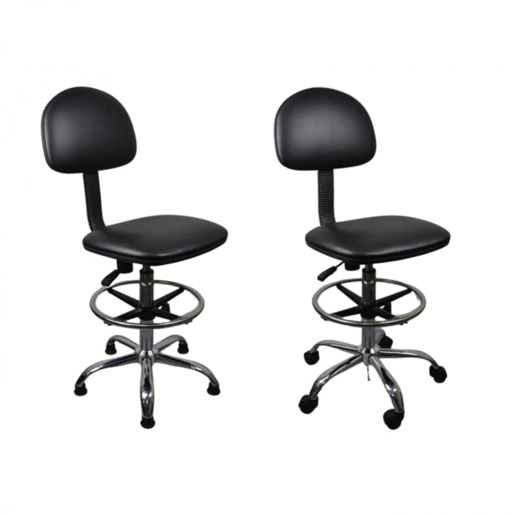 Anti-static Chair Liftable Adjustable Stool PU Leather Backrest Chair With Footrest,Spec: Mobile Wheel 620-820mm