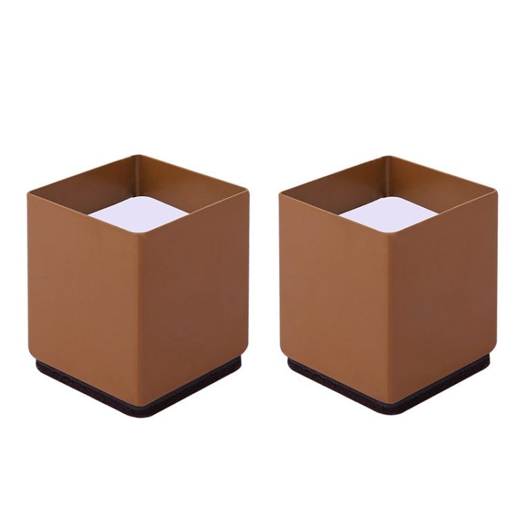 2pcs/set Furniture Carbon Steel Wraparound Heightening Foot Pad, Style: Square 6x5cm (Brown)